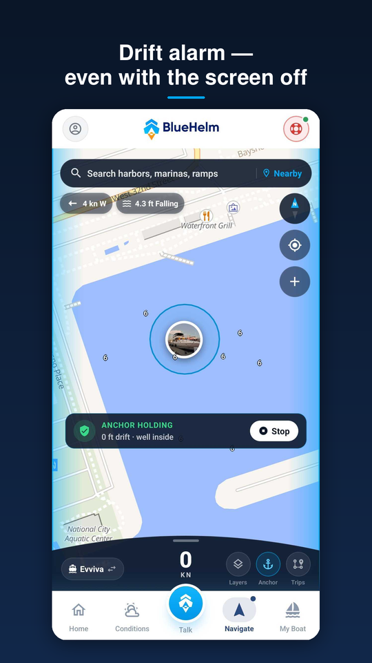 Drift alarm — even with the screen off