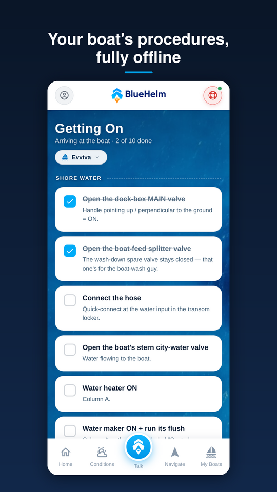 Scenario flows — step-by-step boat operations
