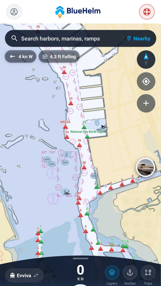 NOAA nautical charts — buoys, depths and contours